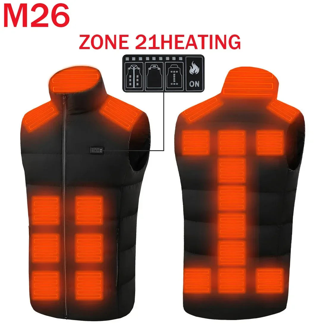 Heated Vest,USB Intelligent Dual Control Switch 9-11-21 Zone Heated Vest,Heated Hunting Vest,Winter Men's Women's Warm Vest,M26