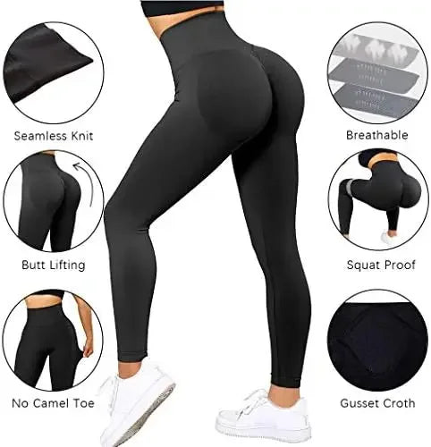 Seamless Knitted Leggings Fitness GYM Pants Women's High Waist Leggings Hips Tight Peach Buttocks High Waist Nude Yoga Pants