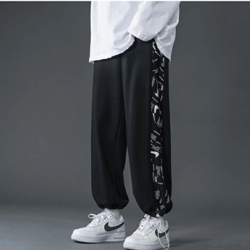 Men Wide-legged Pants Sports Trouser Joggers Man Clothing Trend Harem Pants Hip Hop Casual Drawstring Loose Spring Summer Thin