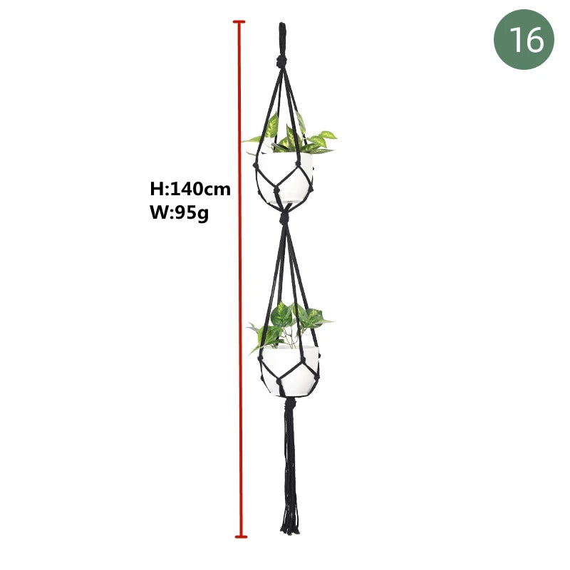 Macrame handmade plant hanger baskets flower pots holder balcony hanging decoration knotted lifting rope home garden supplies