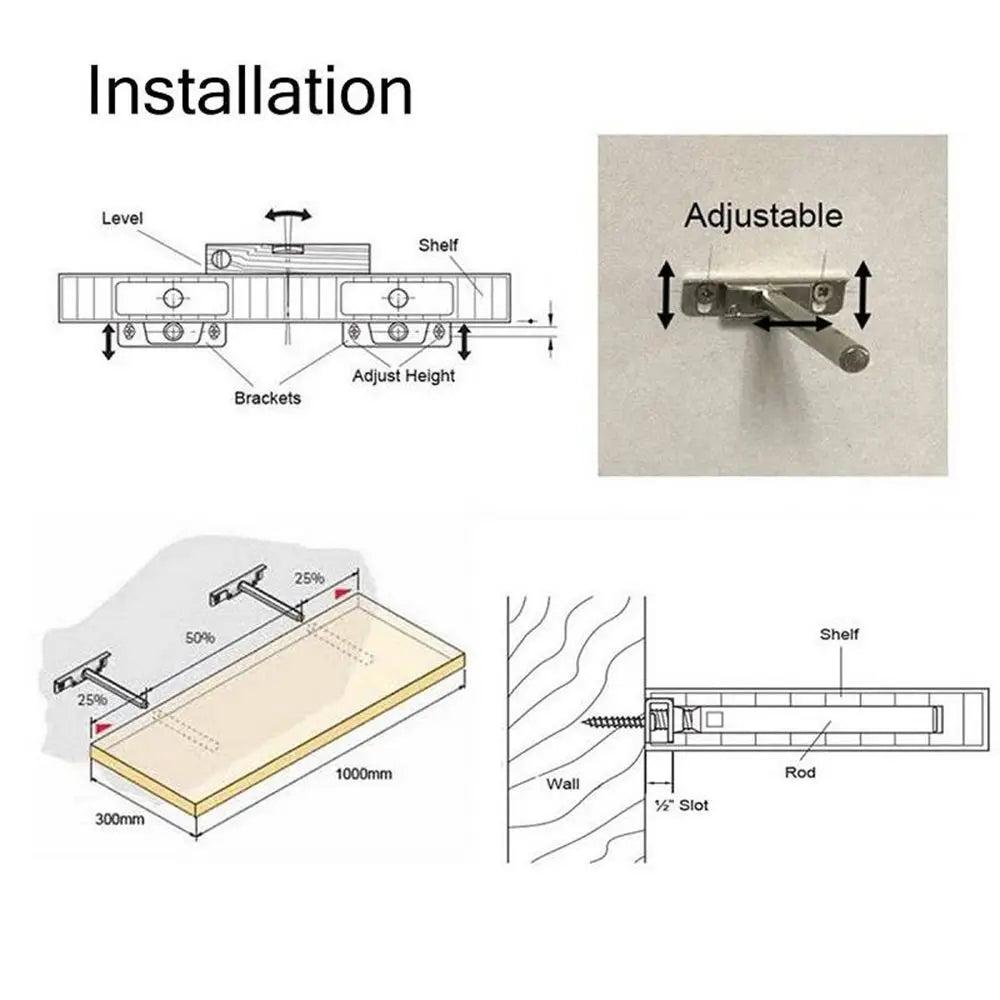 Hardware Durable Metal Concealed Racks Furniture Invisible Shelf Brackets Support Bench Board Wall Mount Shelf Storage