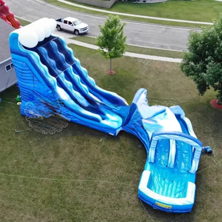 Commercial Waterslide Giant Tall Huge Adult Curve Water Slide Kids Outdoor Double Inflatable Slide With Pool