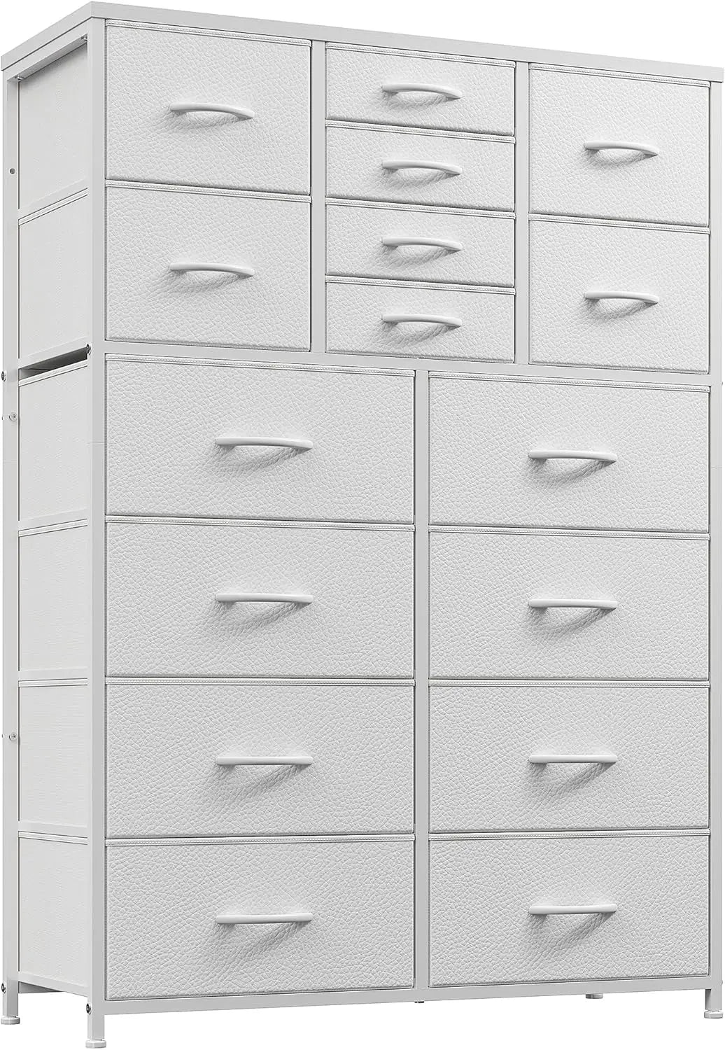 White Dresser,Dresser for Bedroom with 16 Drawers, Tall Dressers & Chests of Drawers with Wood Top, Metal Frame,Tall Dre