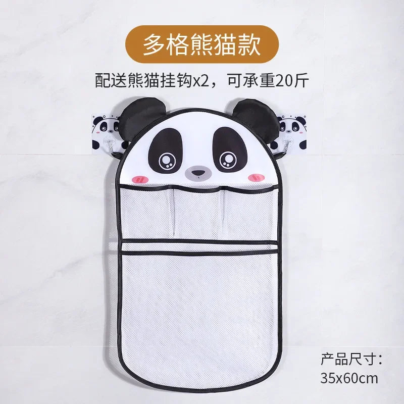 Cute Cartoon Transparent Multifunction Bath Toy Organizer Baby Bathroom Mesh Suspendable Shower Products Game Bag with 2pcs Hook