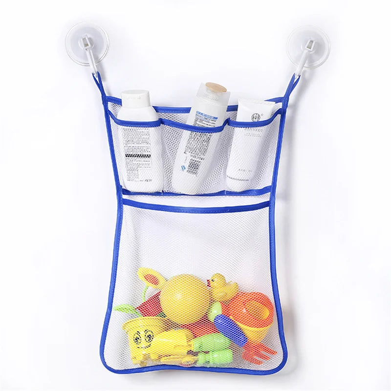 Multiuse Mesh Bath Toy Organizer Lightweight Strong Kids Bath Tub Toy Holder Basket Dual Layers Toddler Shower Caddy Hanging Bin