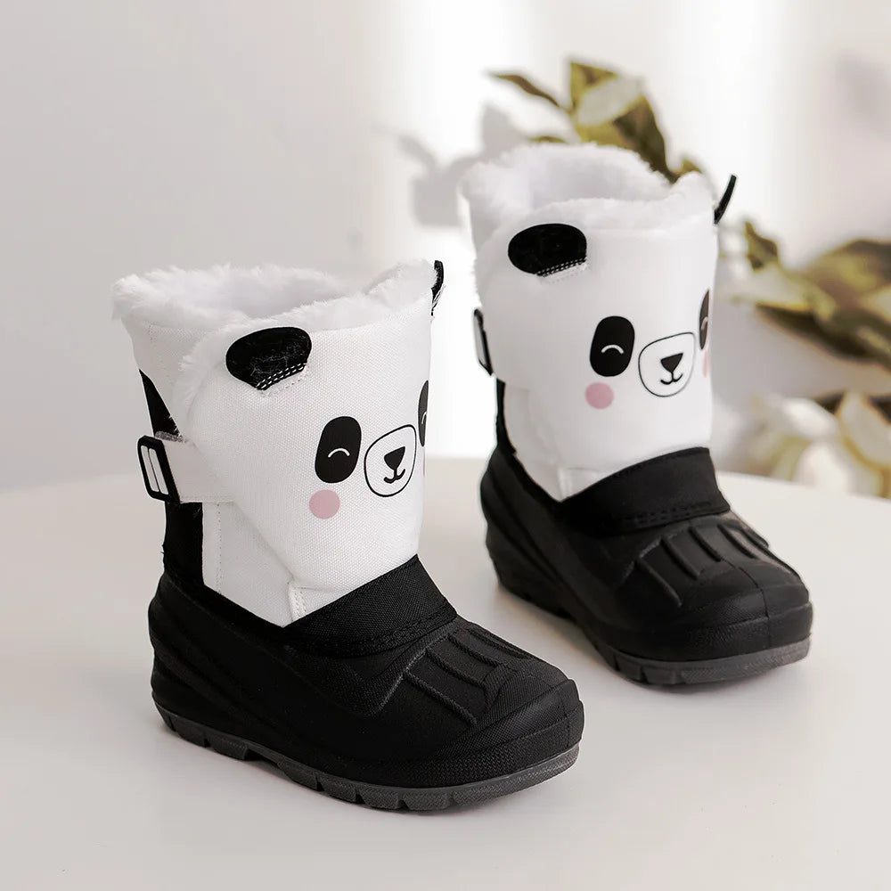 Winter Children Snow Boots Girls High-top Princess Boots Boys Anti-kick Thicken Cotton Shoes Baby Soft Waterproof Cartoon Boots