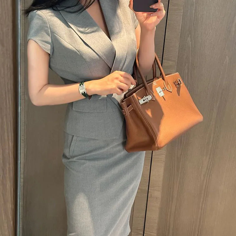 Suit skirt women's summer new professional dress slim fashion short sleeve suit slim skirt two-piece suit