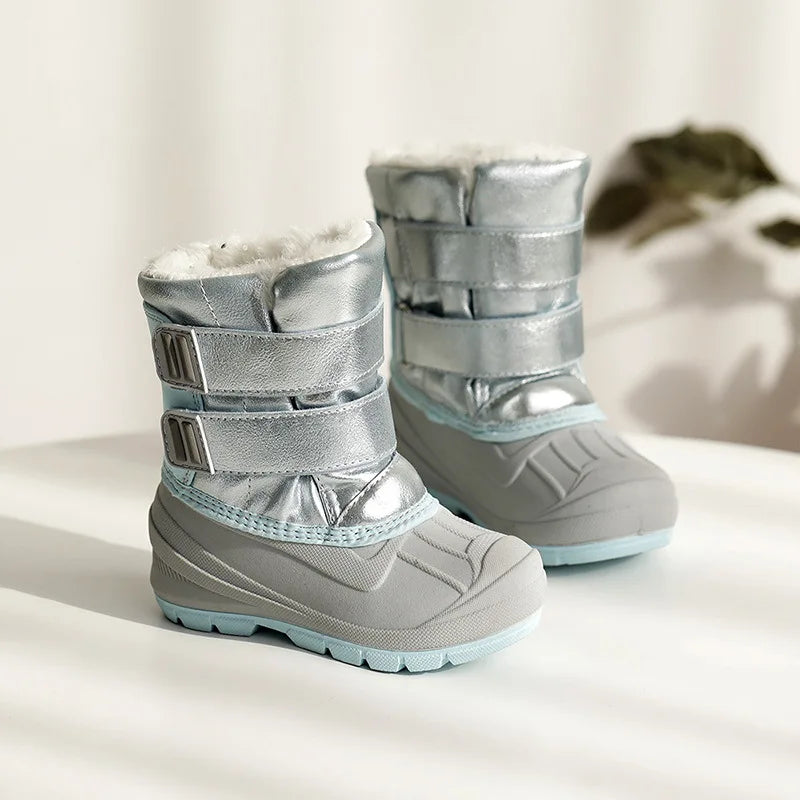 Winter Children Snow Boots Girls High-top Princess Boots Boys Anti-kick Thicken Cotton Shoes Baby Soft Waterproof Cartoon Boots