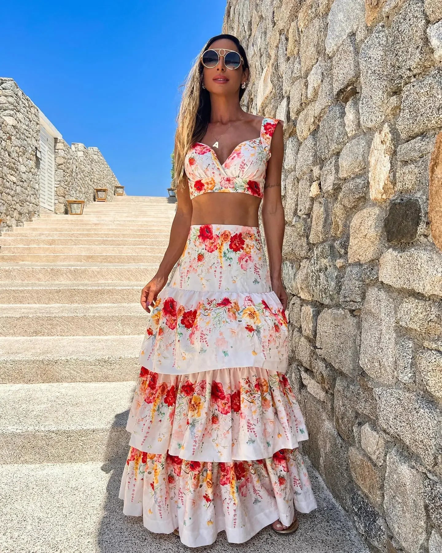 Sexy Two Pieces Solid Long Dresses For Women 2024 Summer Crop Tops and Mini Skirts Suit Hollow Out Halter Beachwear White Dress