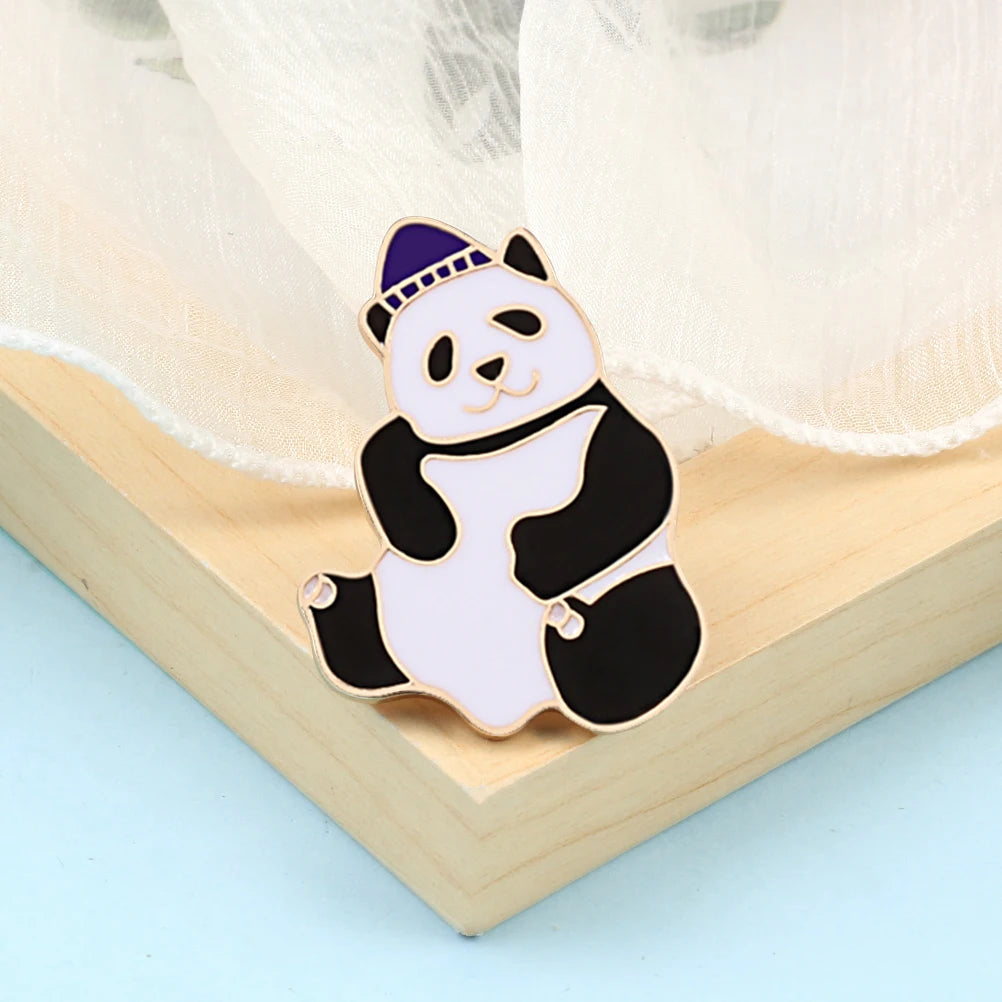 Smiling Panda Enamel Lapel Pins Funny Bubble Tea Animal Brooch Cute Pandas Backpack Badge Clothes Jewelry Gifts for Kids Friends