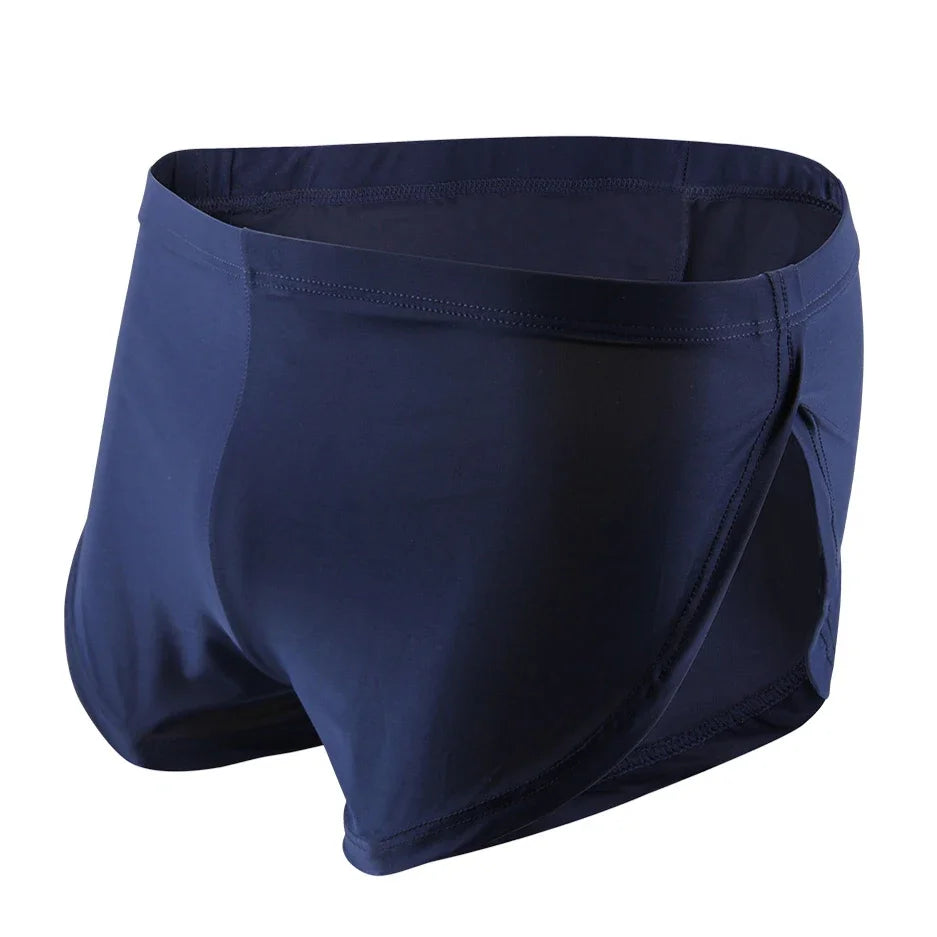 Sexy Men's Daily Ice Silk Loose Aro Pants Underwear Breathable Seamless Button Split Boxer Men Panties Underpants Thin