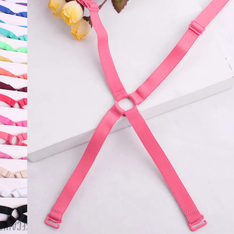 Elastic Shoulder Strap Colored Sexy Bra Band Accessories Woman Sexy Back Bra Straps X Cross Attache Soutien Gorge Croise 1.5cm