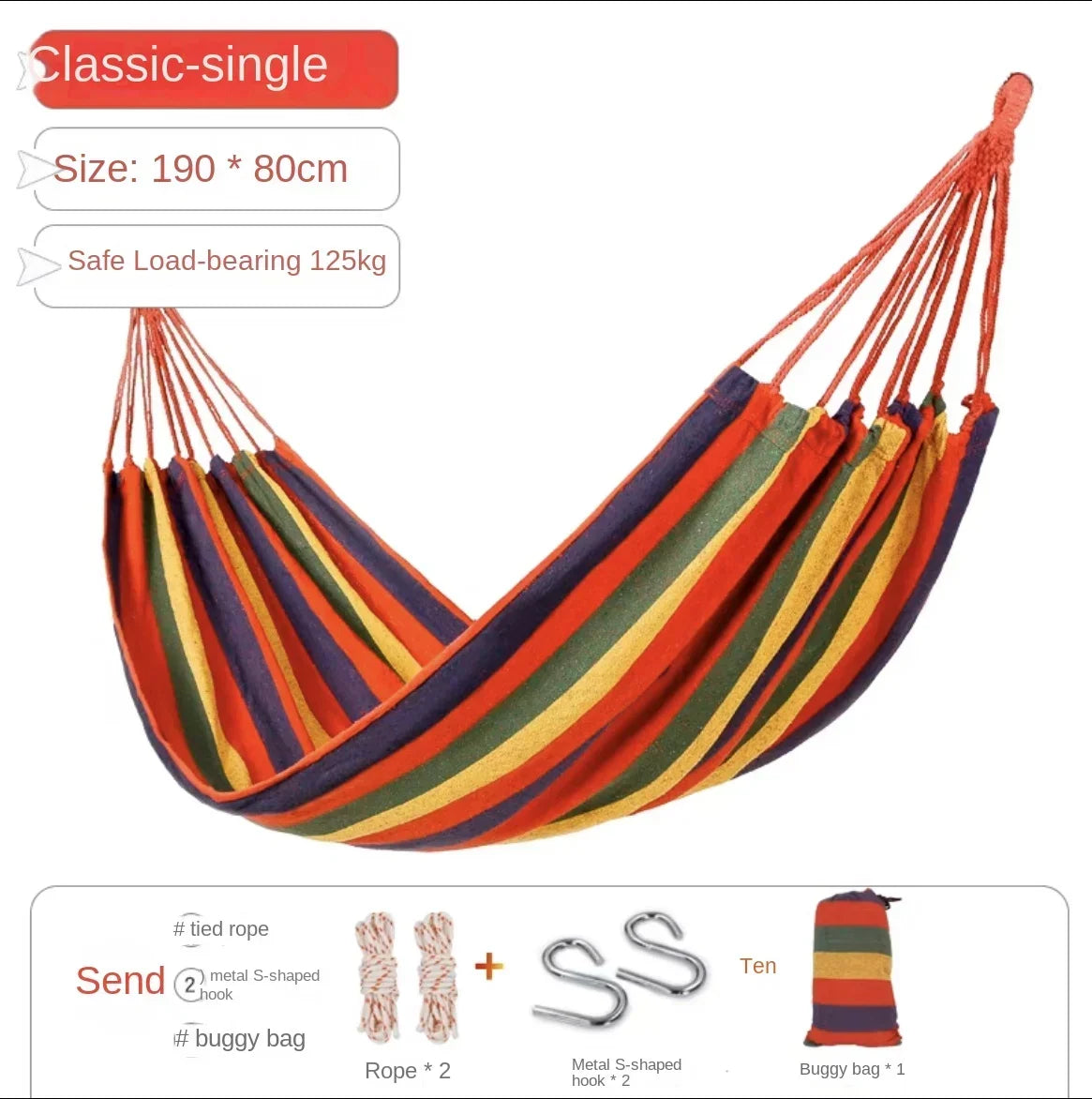 Thicken Canvas Garden Swing Hammock Outdoor Single 2 person Dormitory Camping Hammocks 200*80 200*100 200*150cm Hanging Chair