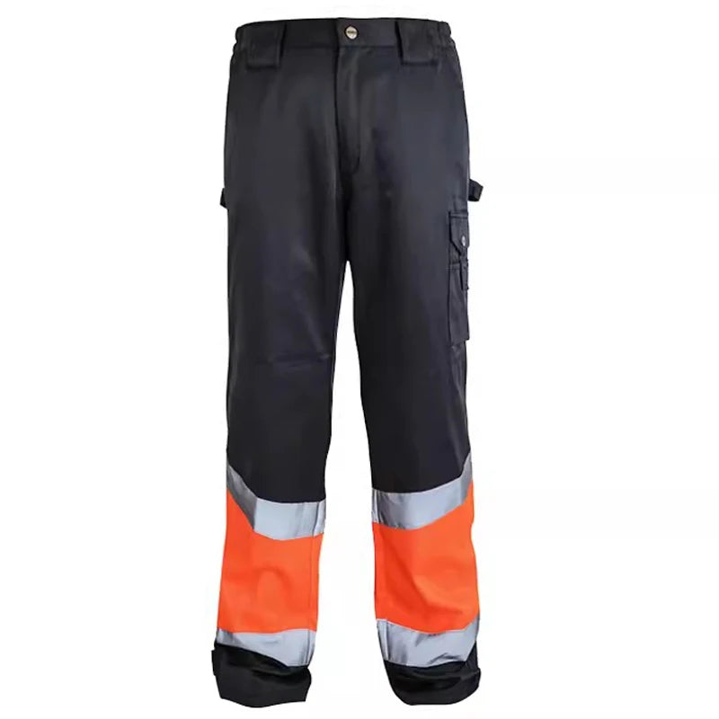 Work Pants Men Construction with Functional Pockets Cargo Pants Man Reflective Striped Hi Vis Workwear High Visibility Clothing