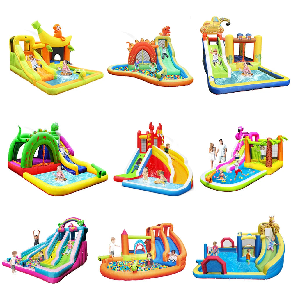 Small Inflatable Water Slide for Kids  Inflatable Bounce House Double Water Slide Jumping Bouncing House Castle for Kids