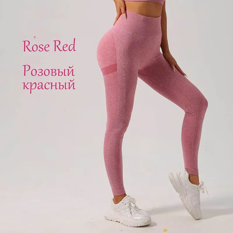 Seamless Leggings Fitness Women Sport High Waist Elastic Solid Yoga Pants Gym Jogging Tummy Control Running Tights Female