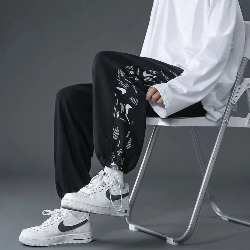 Men Wide-legged Pants Sports Trouser Joggers Man Clothing Trend Harem Pants Hip Hop Casual Drawstring Loose Spring Summer Thin