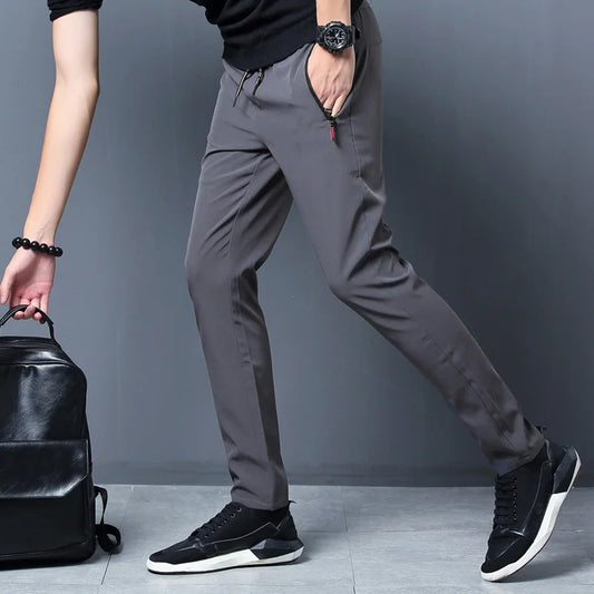 Men's Casual Pants Stretch Slim Fit Elastic Waist Jogger Korean Classic Blue Black Gray Male Brand Trousers Plus Size 4XL 5XL