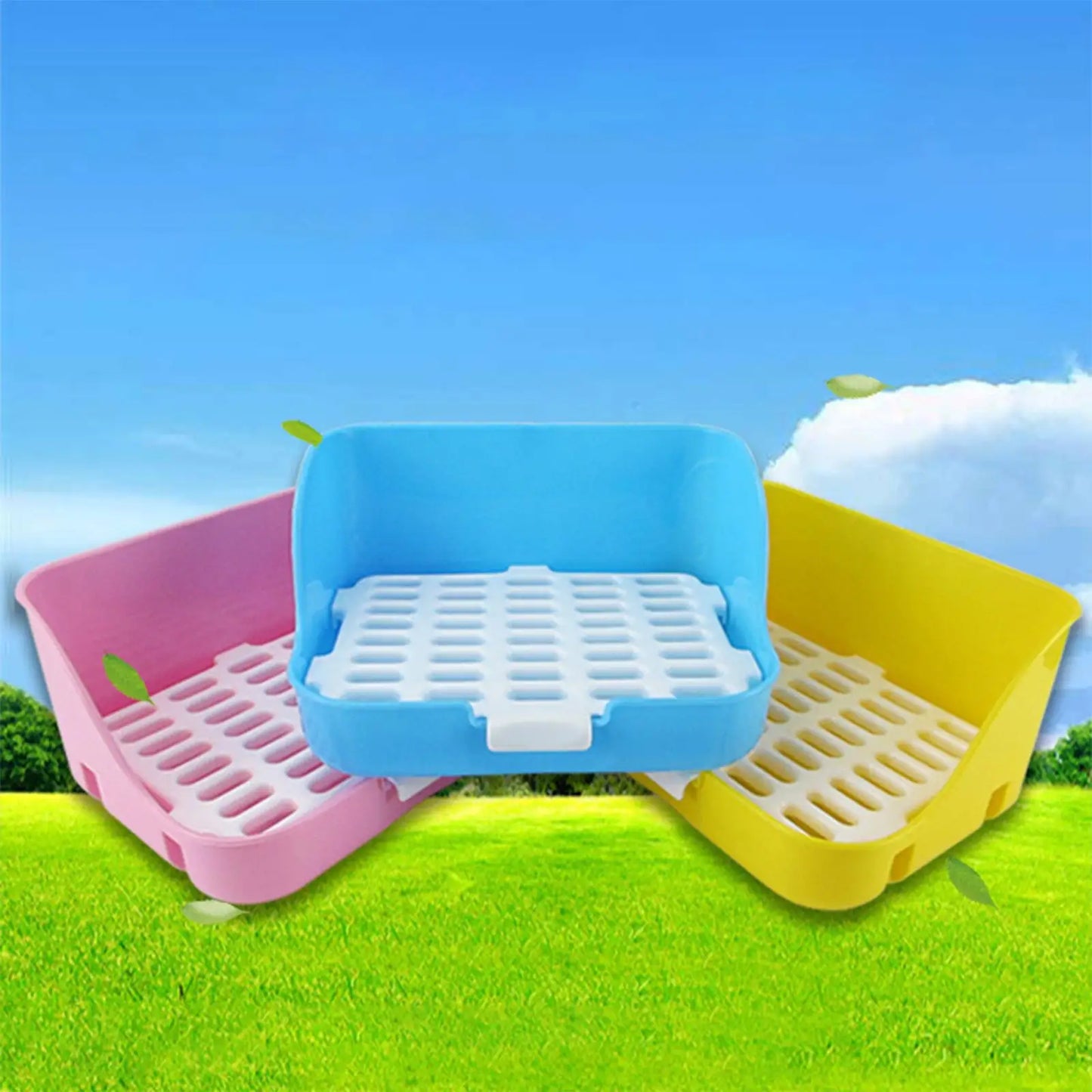 Large Pet Plastic Potty Trainer with Drawer Cleaning Tool for Small Animals, Guinea Pigs Ferret Hamster Bunny Supplies