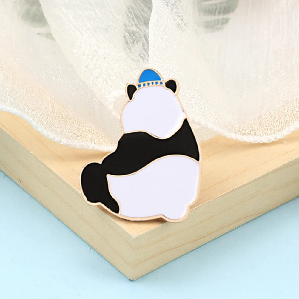 Smiling Panda Enamel Lapel Pins Funny Bubble Tea Animal Brooch Cute Pandas Backpack Badge Clothes Jewelry Gifts for Kids Friends