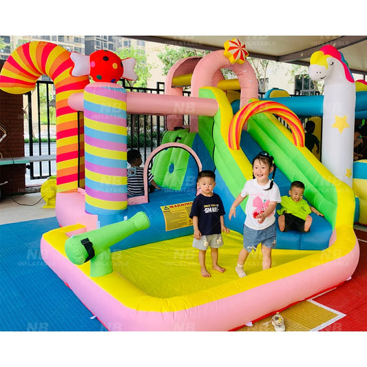 Small Inflatable Water Slide for Kids  Inflatable Bounce House Double Water Slide Jumping Bouncing House Castle for Kids