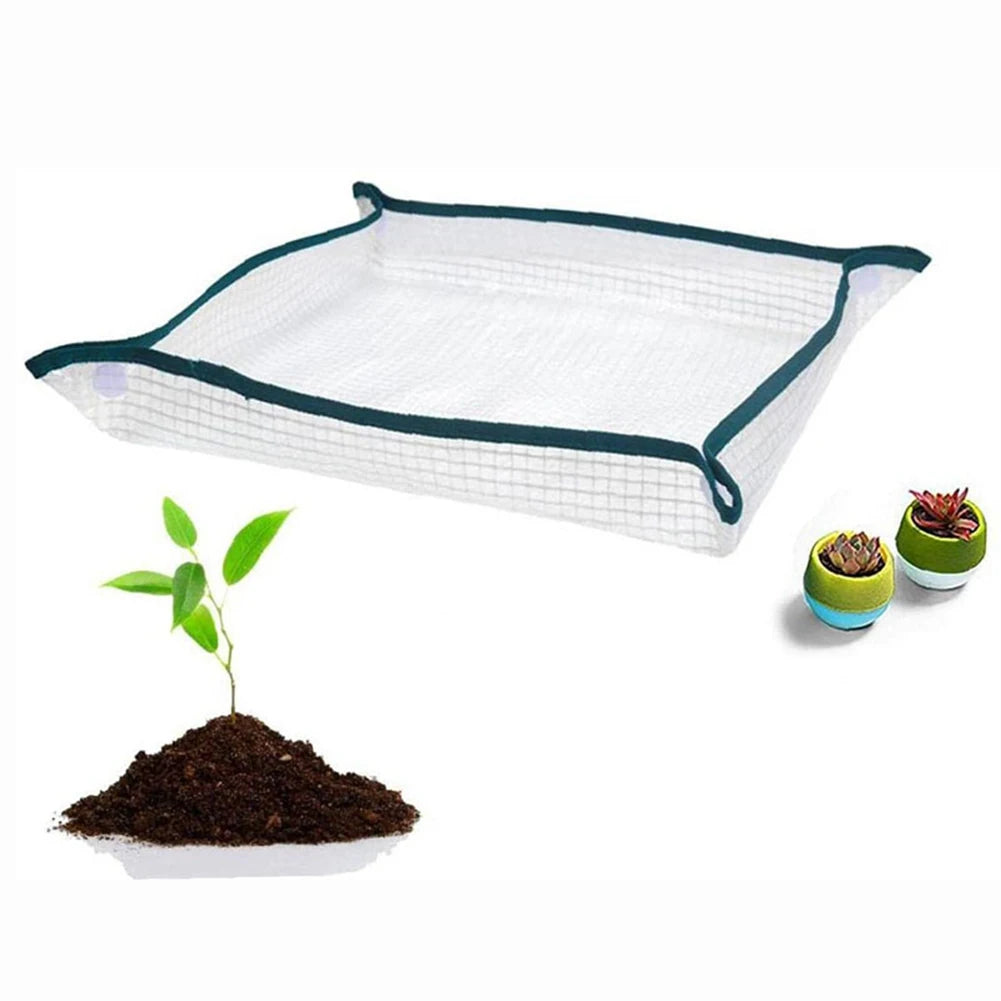 Foldable Waterproof Gardening Mat for Plant Transplanting and Potting Anti Dirty Square Repotting Tarp (19x19 inch)