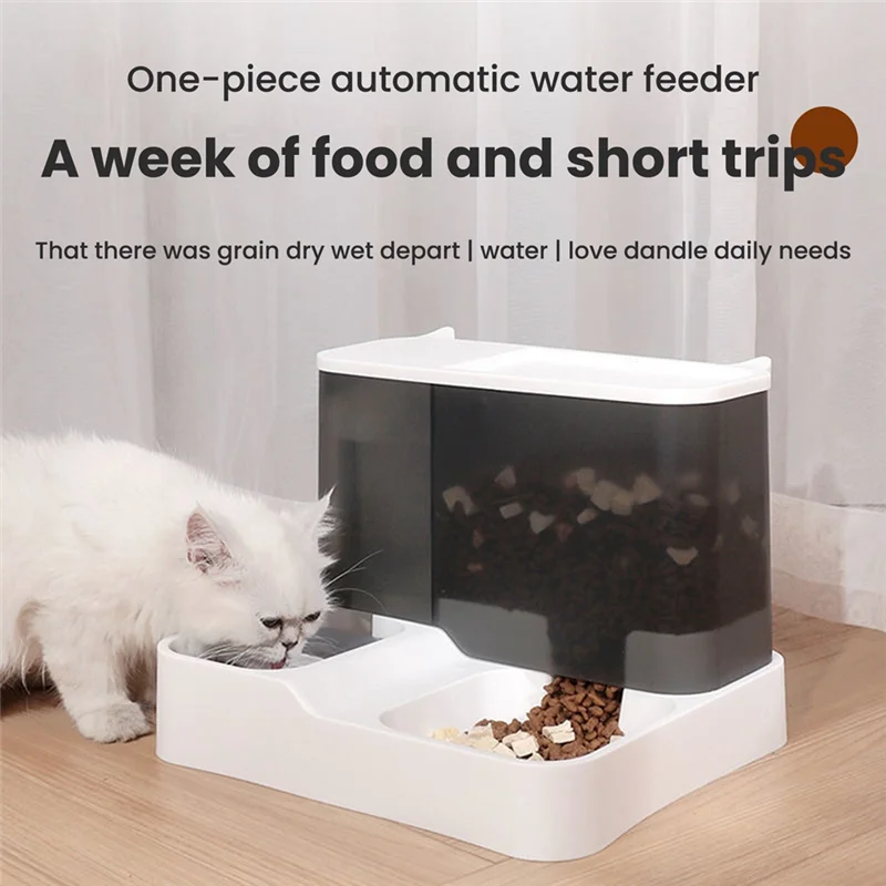 Automatic Pet Feeder, 2-in-1 Food and Water Bowl Set, Automatic Water Fountain and Food