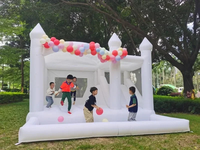 White Inflatable Wedding Bouncer Outdoor Bounce House Jumping Bouncy Castle For Kids Birthday Party