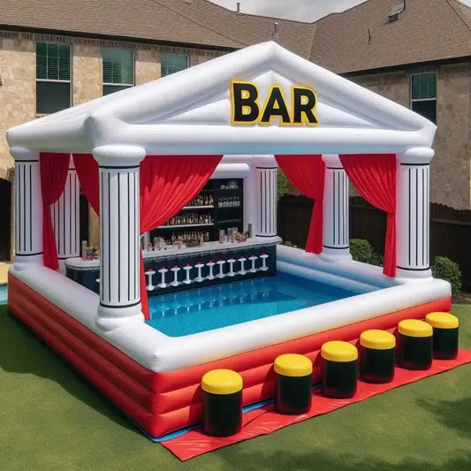 Inflatable Pool Bar for Adults Inflatable Floating Pool Bar with Swimming Pool for Backyard Party Spot