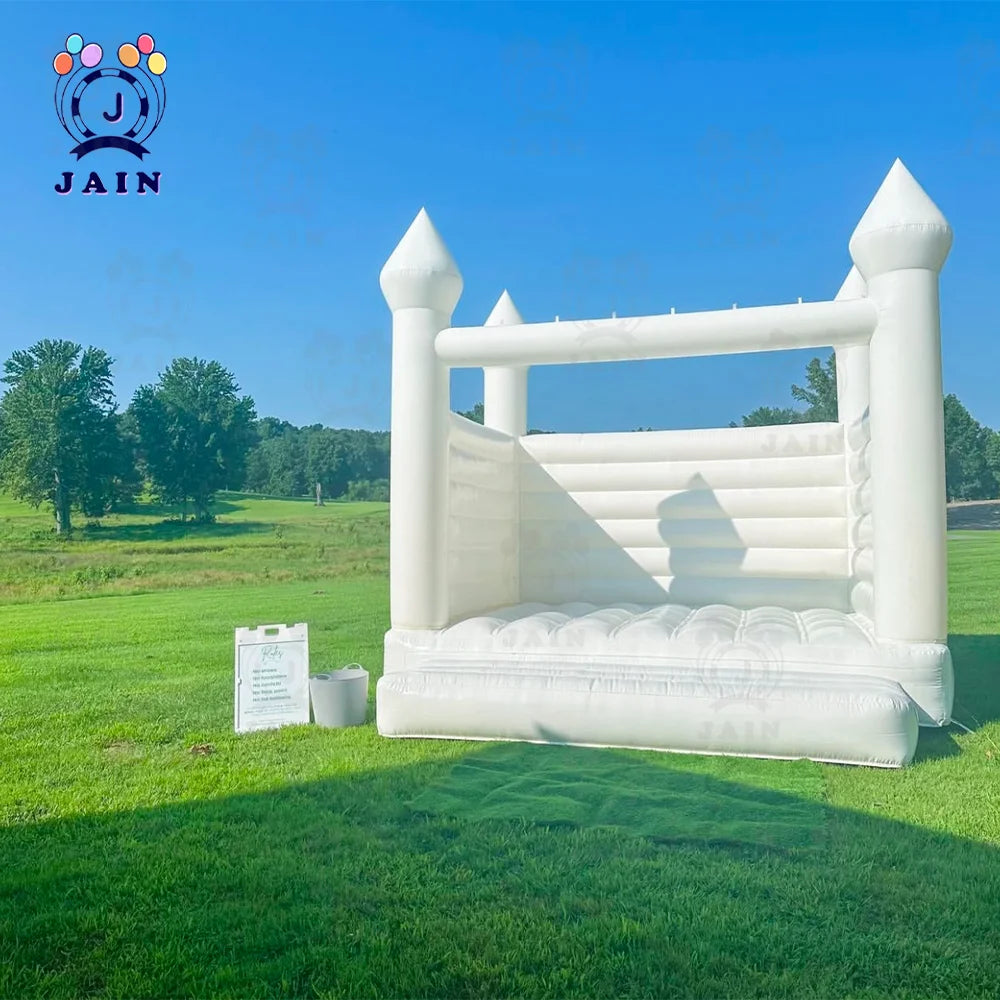 Fast Shipping 4*4m Inflatable Jumping Castle White Bounce House For Kids Bounce House For Children Outdoor Toy With Blower