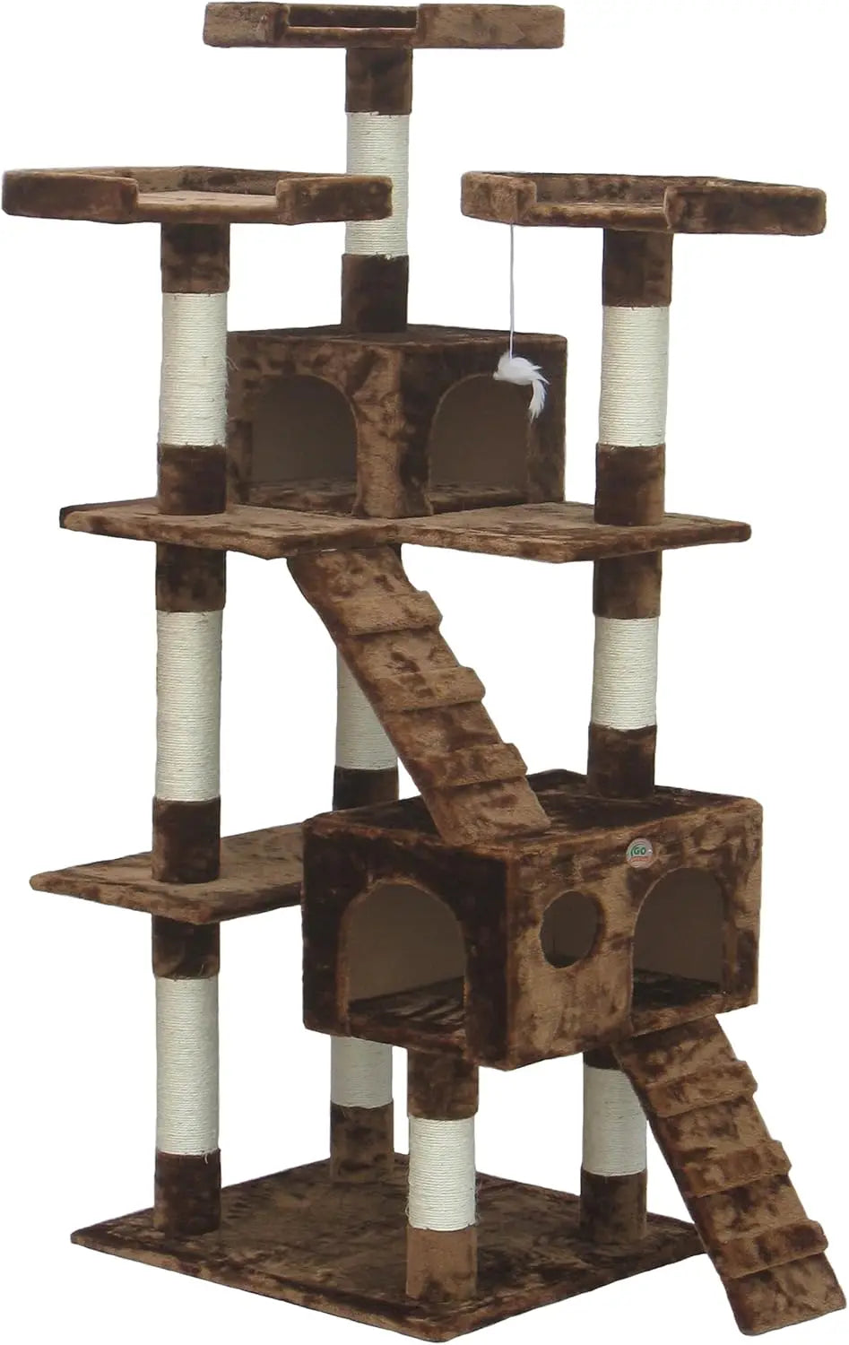 72" Tall Tree Tower with Condos - Large Tree  Tower for Indoor Cats - Play Scratch Hide Climb Activity