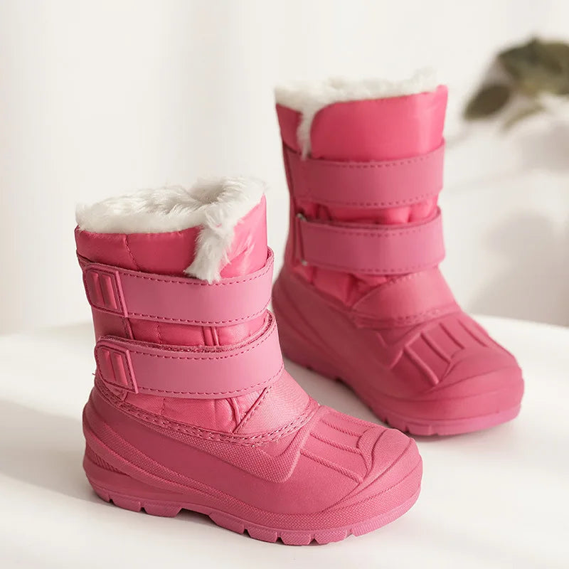 Winter Children Snow Boots Girls High-top Princess Boots Boys Anti-kick Thicken Cotton Shoes Baby Soft Waterproof Cartoon Boots