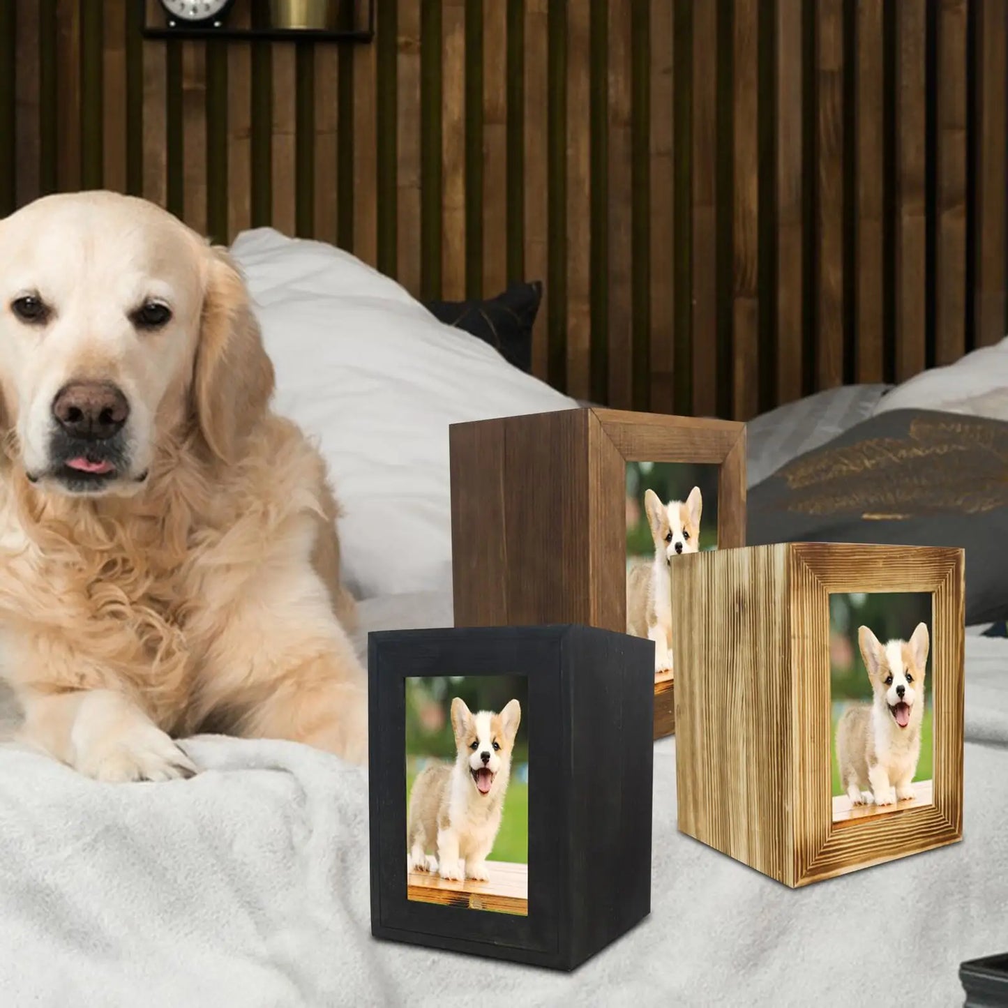 Wooden Pet Cremation Urn Dogs Cats Small Animals Ashes Organizer Pet Funeral Remembrance Box Pet Memorials Supplies