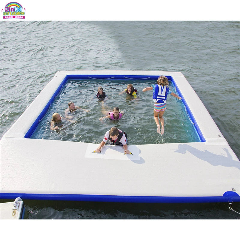 Portable Inflatable Floating Ocean Sea Swimming Pool / Protective Anti Jellyfish Pool With Netting Enclosure For Yacht