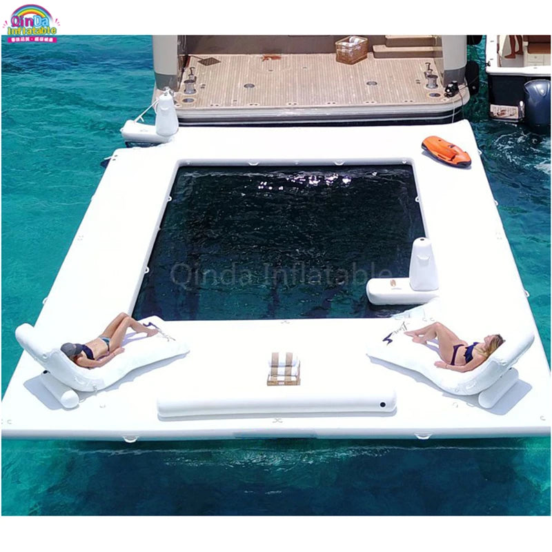 Portable Inflatable Floating Ocean Sea Swimming Pool / Protective Anti Jellyfish Pool With Netting Enclosure For Yacht