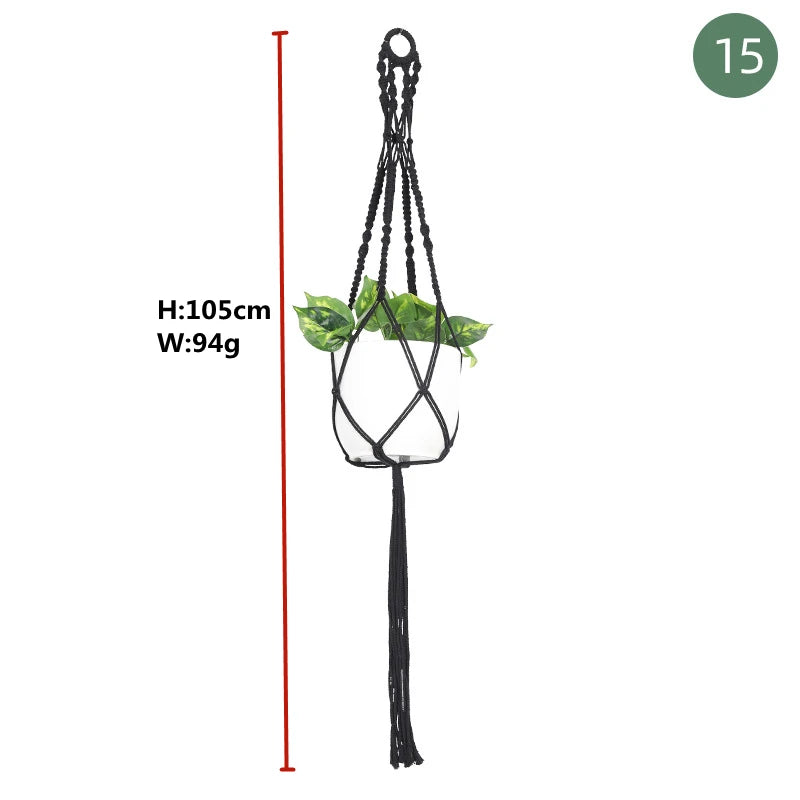 Macrame handmade plant hanger baskets flower pots holder balcony hanging decoration knotted lifting rope home garden supplies