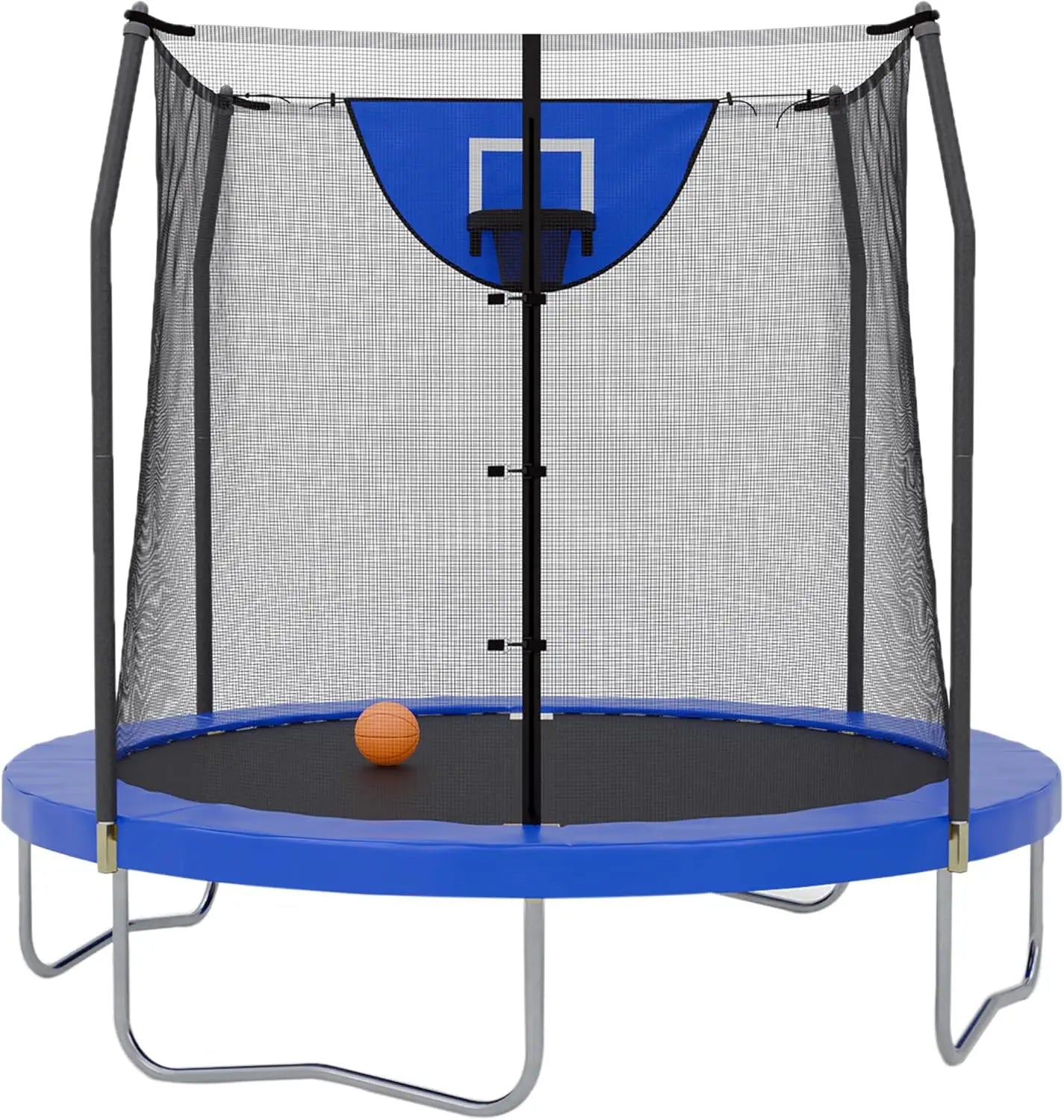 Trampoline Outdoor 12 FT, Jump N’ Dunk Round Outdoor Trampoline with Net, Trampoline Mat, and Basketball Hoop for Trampoline