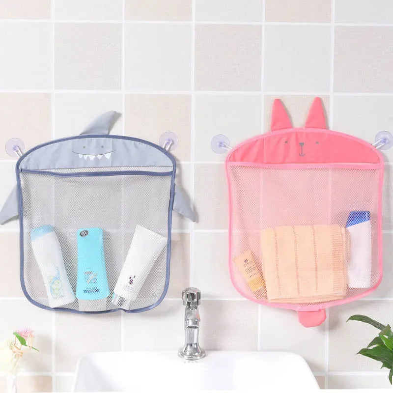 Baby Bathroom Mesh Bag Cartoon Animal Shapes Cloth Sand Toys Storage Net Bag Sucker Organizer for Children Bath Toys Kid Basket