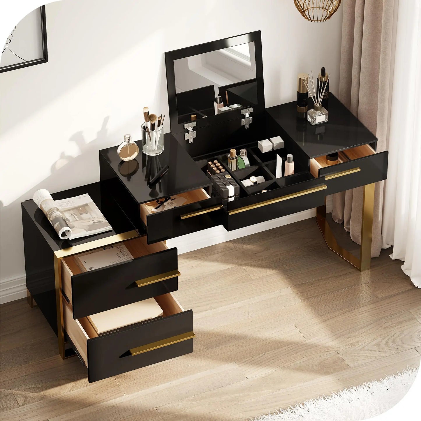 Modern Design Mdf Wood Dresser Makeup Vanity Girls White Dressing Table And Mirror Bedroom Dressing