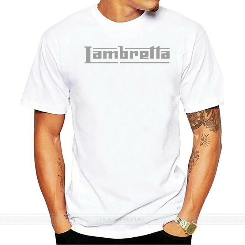 Fm10 Men's T-Shirt Lambretta Logo Silver Even other Colours Request Moto Sport male brand teeshirt men summer cotton t shirt