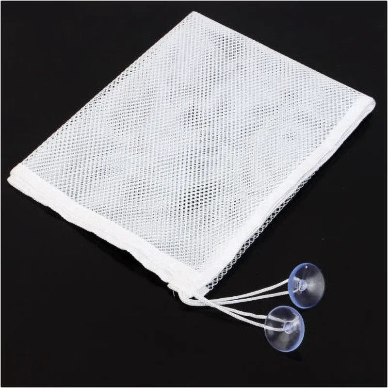 Convenient Baby Bath Toy Organizer with Strong Suction Cups, White Square Mesh Net Bag for Shower Products and Clothes Storage