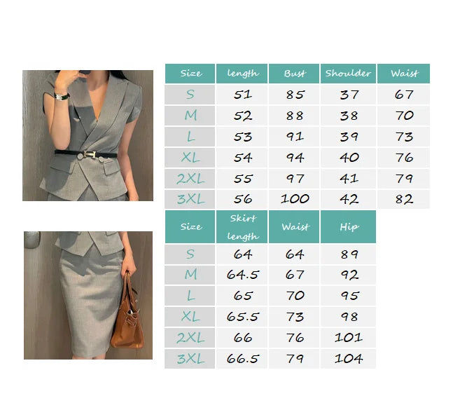 Suit skirt women's summer new professional dress slim fashion short sleeve suit slim skirt two-piece suit