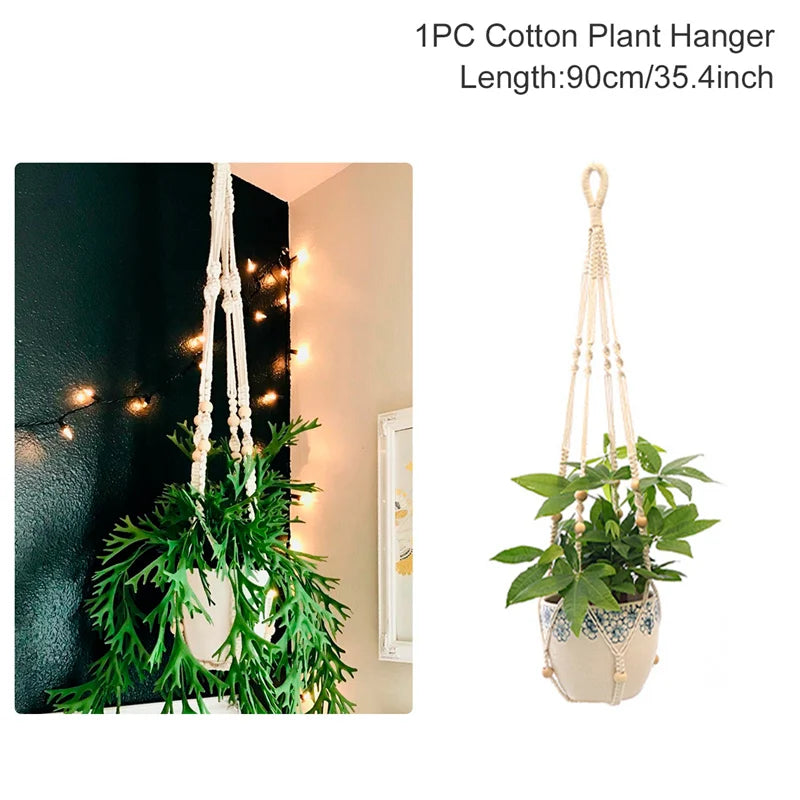 Hanging Plant Handmade Macrame Plant Hanger Flower Pot Planter Hanger Wall Decor Courtyard Garden Hanging Planter Hanging Basket