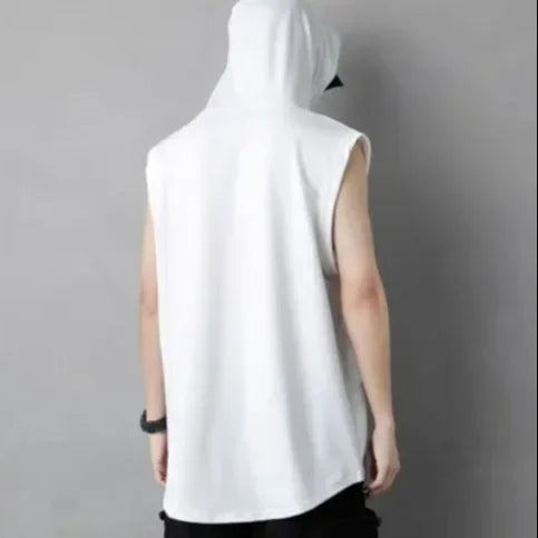 Men Hooded Sleeveless Shirt Summer Bodybuilding Gym Tank Top Man Fashion Hip Pop Vest Fitness Singlets Sweatshirt Male Clothing