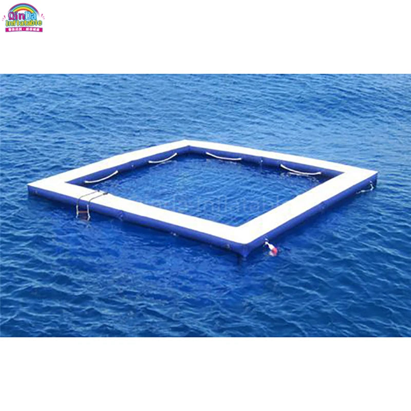 Portable Inflatable Floating Ocean Sea Swimming Pool / Protective Anti Jellyfish Pool With Netting Enclosure For Yacht