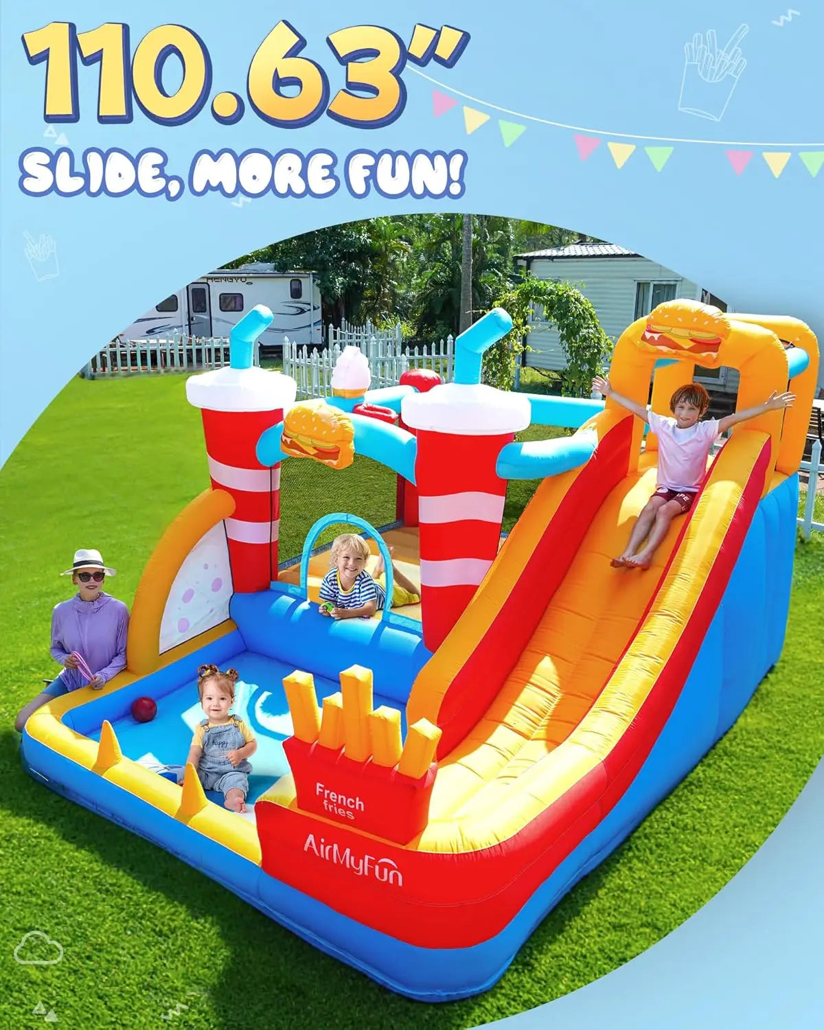 Inflatable Bounce House with Water Slide for Kids 3-12 | 12ft x 10ft Bouncy House for Toddler Backyard - Indoor & Yard Use