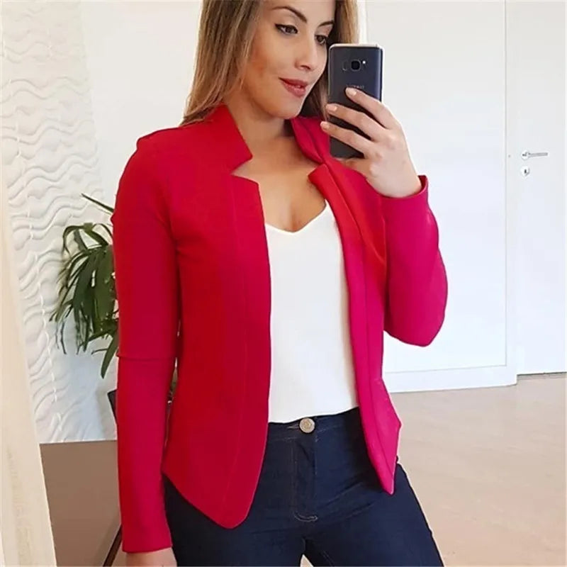 Autumn and winter new style elegant slim fit solid color casual professional small suit jacket top