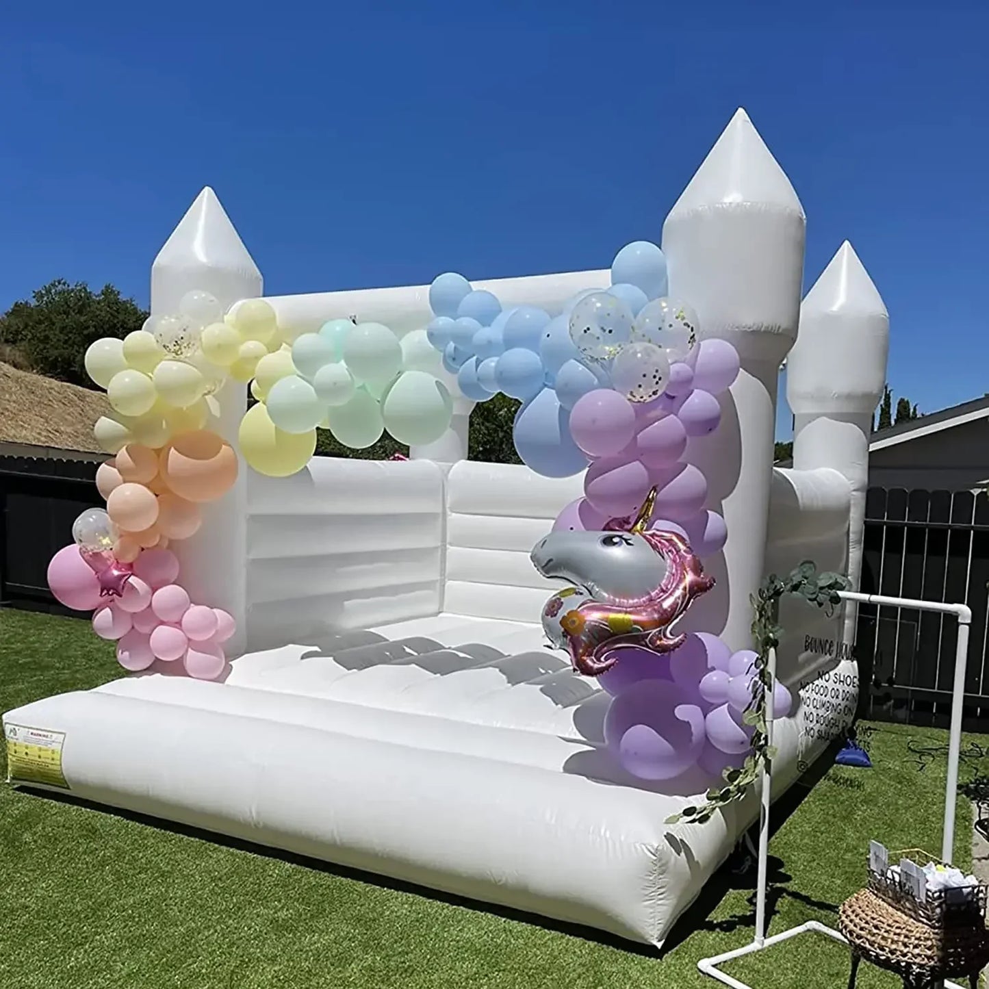 White Inflatable Wedding Bouncer Outdoor Bounce House Jumping Bouncy Castle For Kids Birthday Party