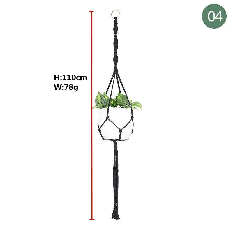 Macrame handmade plant hanger baskets flower pots holder balcony hanging decoration knotted lifting rope home garden supplies