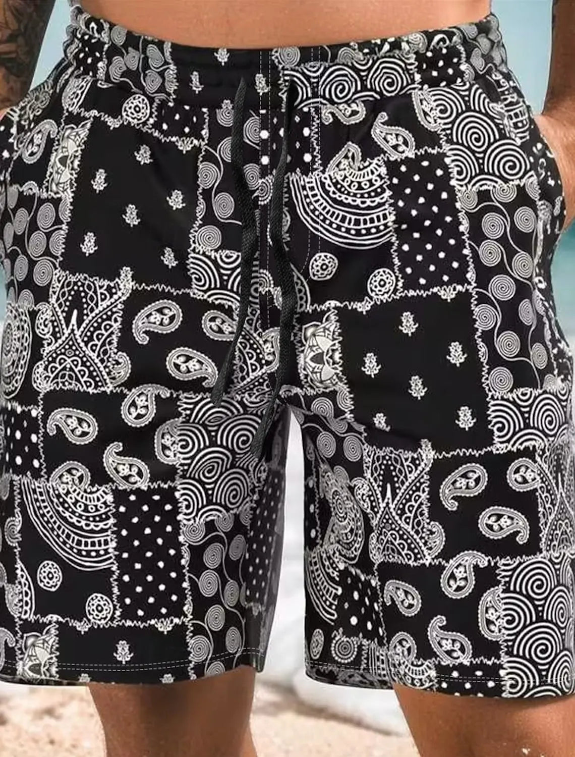 Men's Paisley Shorts Swimming Trunks Board Shorts Fashion Streetwear Pocket Drawstring Shorts Men's Underwear